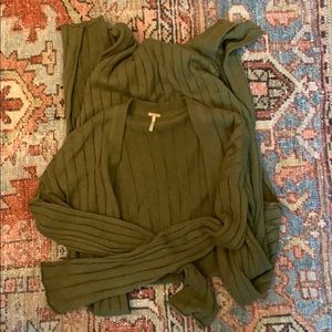 Free People Olive Green Duster Sweater